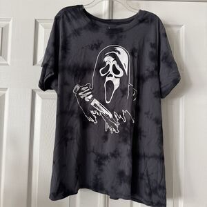 Ghost Face Tie Dye Unisex T Shirt Size 3/2X-3X Black Halloween Horror Graphic